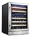 Kalamera 24'' Wine refrigerator 46 Bottle Dual Zone Built-in and Freestanding with Stainless Steel & Triple-Layer Tempered Glass Door and Temperature Memory Function