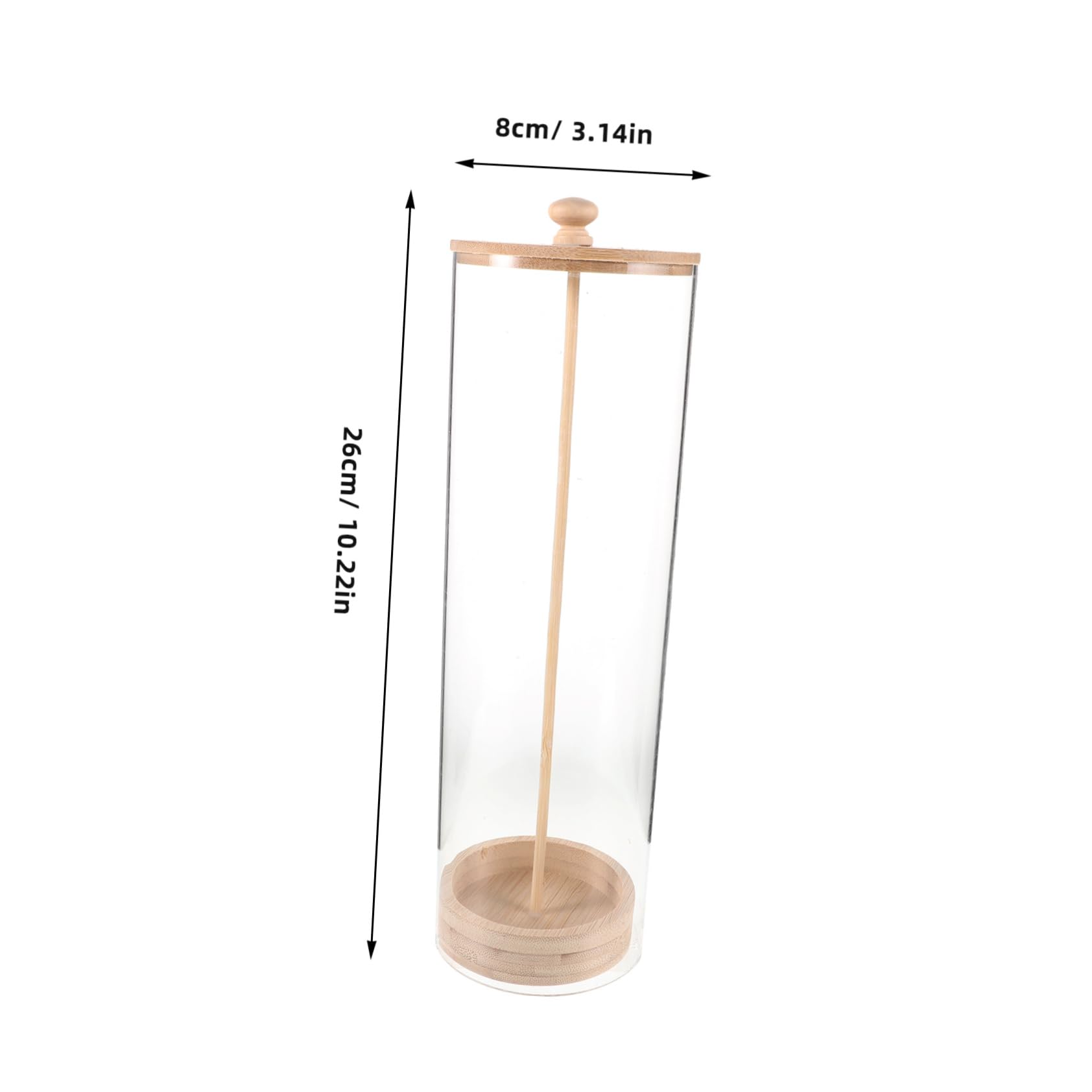 Mikinona Wooden Lid Straw Organizer for Kitchen Countertop Multi Purpose Storage Container for Straws Cutlery Pens Clear Holder for Office Cafe Use