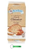 12 x Mulino Bianco Pastel Cornetti Integrali integrali Croissant Snack con 100% harina integral de trigo briosche 240 g (cada paquete contiene 6 croissants) + llavero Beni Culinari gratis