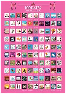 Tianbi 100 Scratch Off Posters for Couples, 100 Dates Scratch Off Bucket List Poster Pair 100 Thoughts for Great Relations, Photo Wallpaper Wall Decoration Smooth Colour Print Poster Gift for Couples