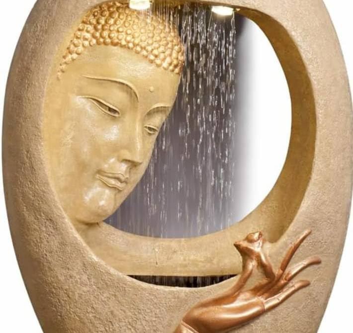 Buddha Shower Fountain with LED Light, 3 feet | Natural Humidifier, Promotes Relaxation, Positive Energy, Tranquil Ambience, Frog Accent Detail-image-14