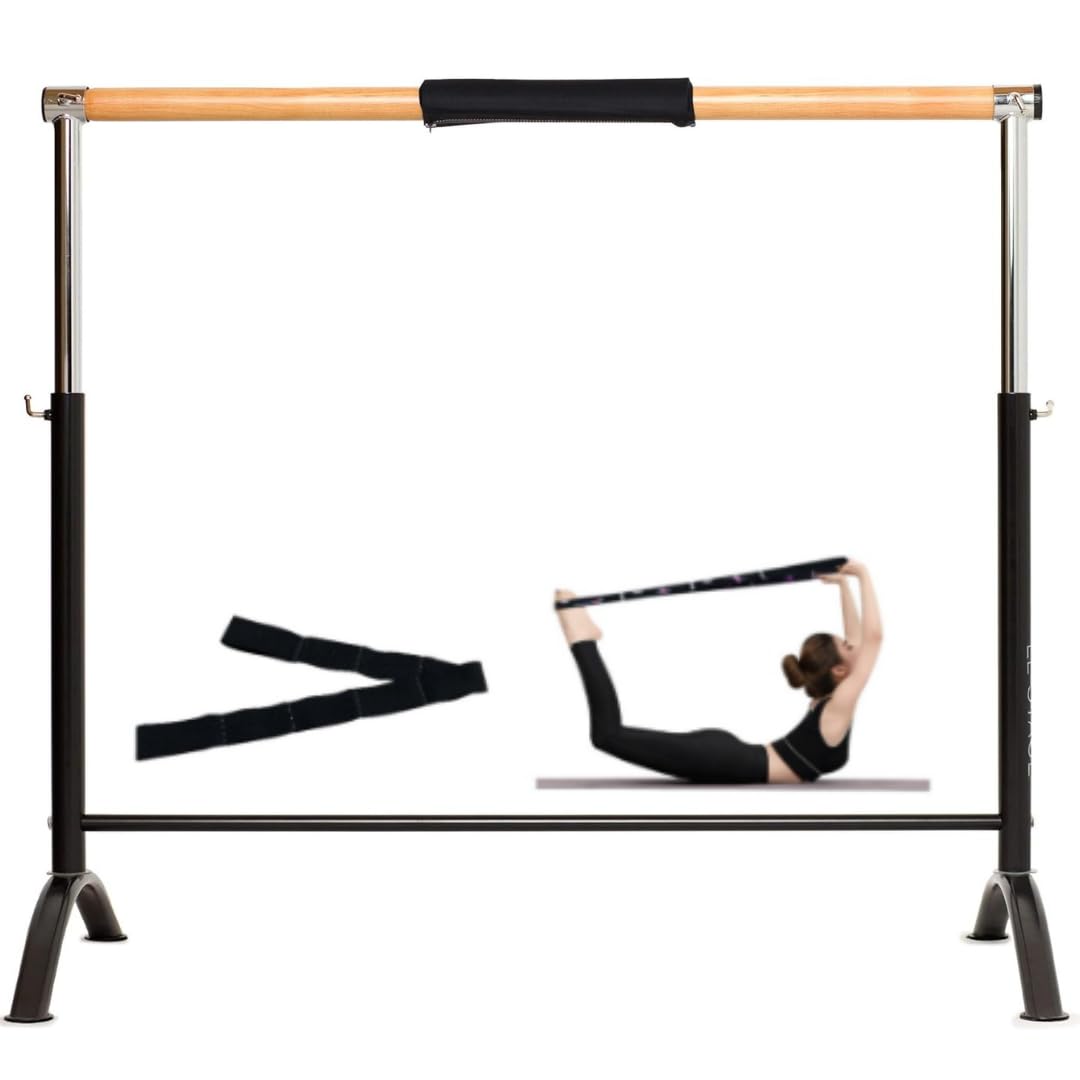 LeStage Ballet Barre - Portable Freestanding Adjustable Training Barre - Pro Series with Foam Protector and Elastic Stretching Strap