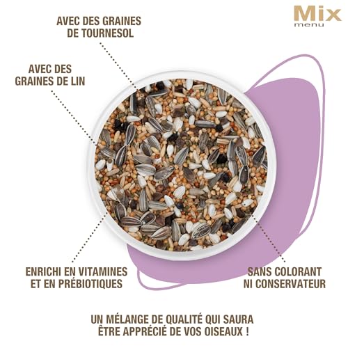 Riga - Menu Mix Grandes Perruches - Mix Vitaminé - Nourriture Oiseaux - Graines - Oligo-Eléments Et Coquilles De Mer Concassées - Croissance Et Brillance Plumage - 0% Colorant/Conservateurs - 900 g – Image 4