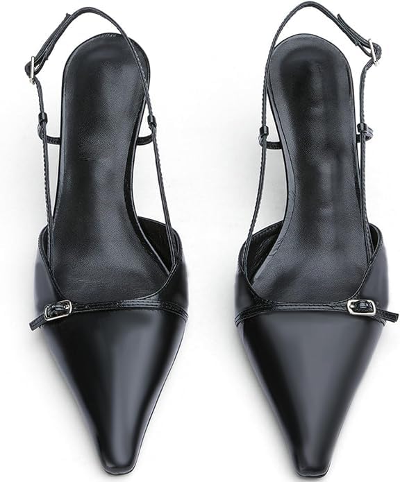 Image of MAVMAX Slingback Heels for Women Kitten Heels with Bow Pointed Close Toe Pumps Dress Party Heeled Sexy Wedding Shoes
