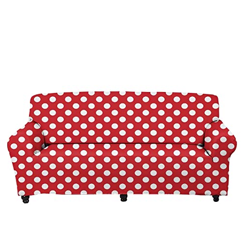 Jeiento Red Polka Dot Sofa Slipcover Furniture Protector Slip Resistant Water Resistant Stain Resistant Machine Washable Sofa Cover For Kids Children Pets Dog Cat #TOP17