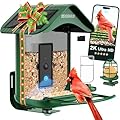BIRDLEGEND-BL03 2L Large Bird Feeder with Camera Solar Powered, 2K Clarity 3:4 Portrait Free AI Identify Arrival Alerts with 64GB Card Smart Cameras Birds Feeders Wireless Outdoor Gift for Bird Lover