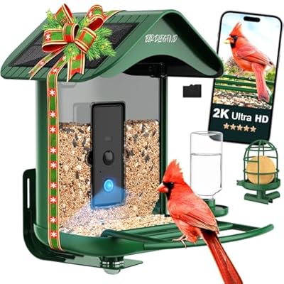 BIRDLEGEND-BL03 2L Large Bird Feeder with Camera Solar Powered, 2K Clarity 3:4 Portrait Free AI Identify Arrival Alerts with 64GB Card Smart Cameras Birds Feeders Wireless Outdoor Gift for Bird Lover