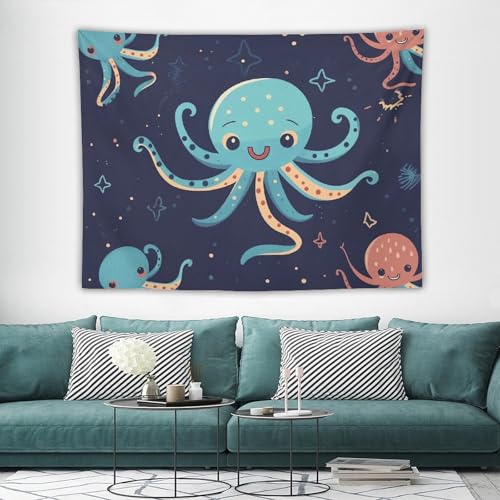 Tapisserie murale pieuvre dessin animé pour créer un dortoir esthétique doux