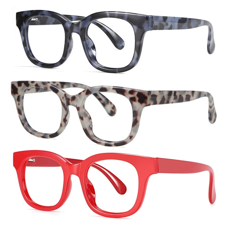 Image of 3Pack Oversized Style Reading Glasses For Women Men Spring Hinges Blue Light Blocking Computer Readers