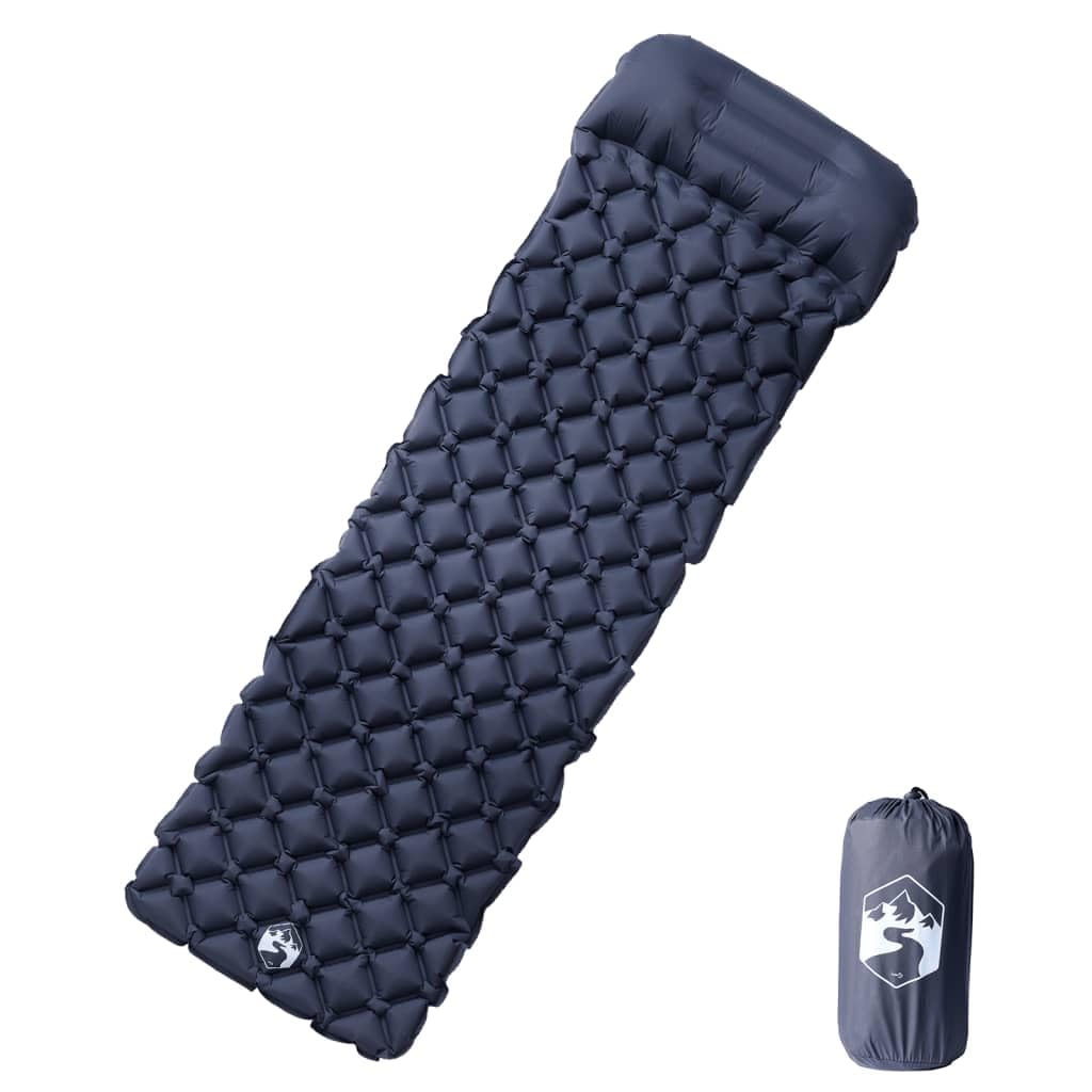 Générique Nadmuchiwany materac kempingowy dla 1 osoby z wbudowaną poduszką, grubość 6 cm, nylon 40D i wodoodporny TPU, łatwy do nadmuchania przy 8-12 dmuchaniach, przenośny z torbą