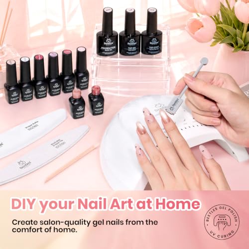 Image of Beetles Nude Gel Polish Set, 20 Color Jelly Cat Eye Gel with Magnet | 20 Sheer Nude Pink Magnetic Gel Colors, Soak-Off Uv Led Manicures
