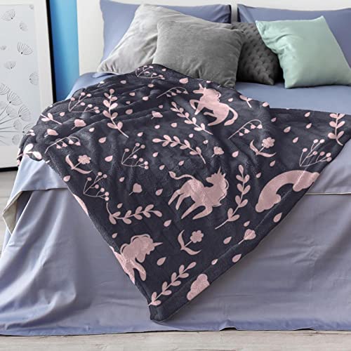 Couvre-lit doux licorne pour lit d'enfant rose et pourpre - 8