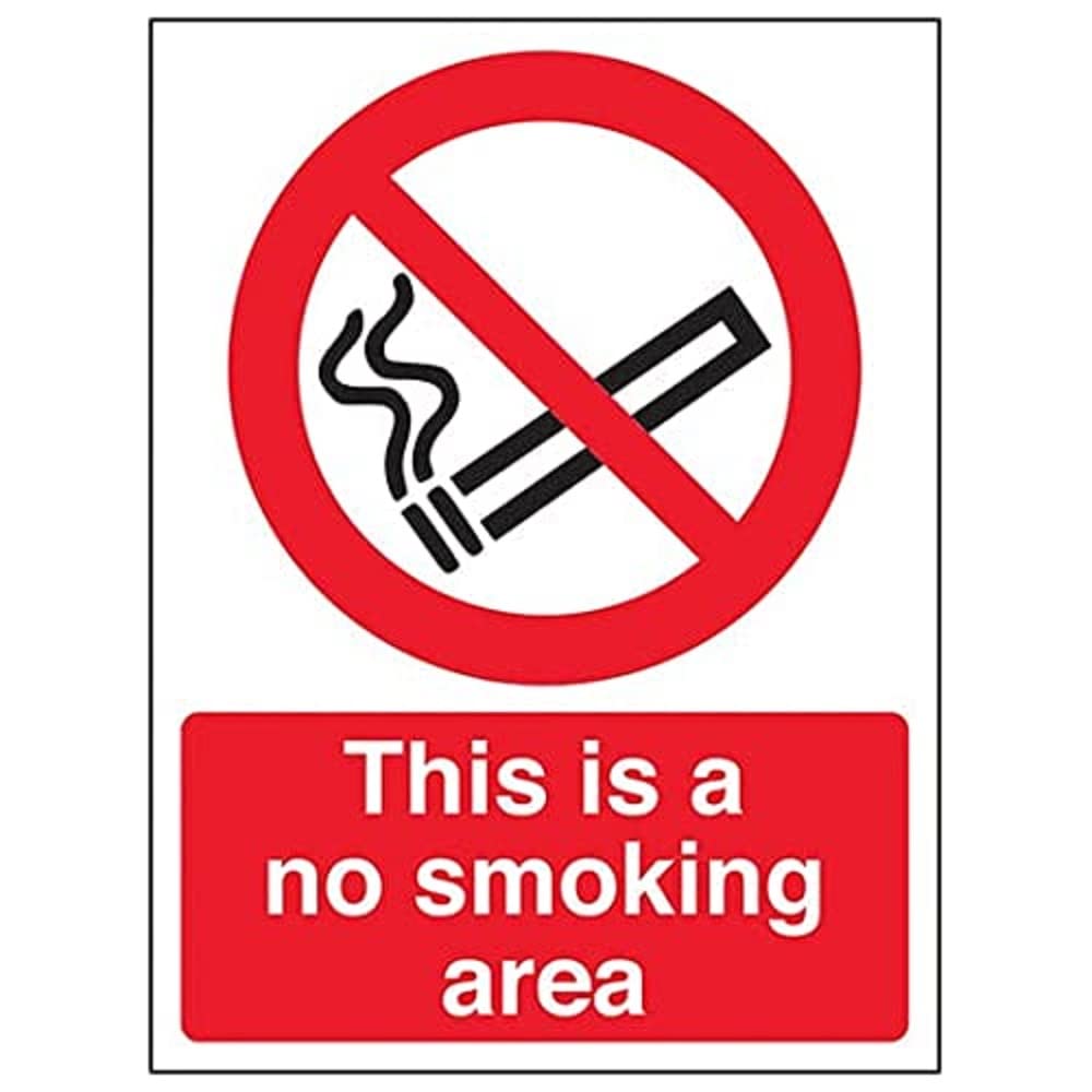 V Safety Prohibition No Smoking - This Is A No Smoking Area - 200 X 300mm, Multi, 200x300mm