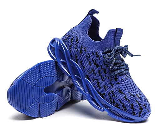 DADAWEN Boys Girls Blue Sneakers 11 Little Kid Shoes, Lightweight Breathable Running Shoes for Toddlers, Athletic Unisex Shoes