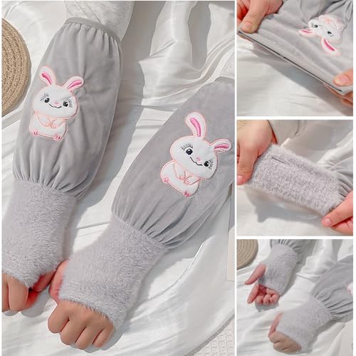 Winter Warmth Oversleeve Gloves For Kids With Cartoon Rabbits Thicken Arm Sleeve Fingerless Gloves For Student Daily Use2