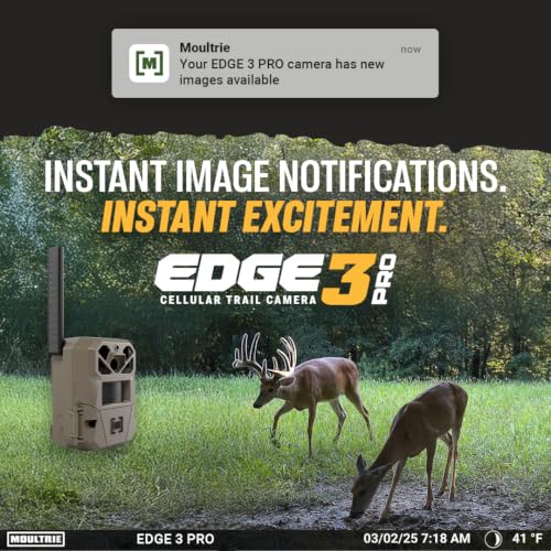 Image of Moultrie Edge 3 PRO Cellular Trail Camera - 50MP Image Sensor - 1440p QHD Video with Audio - AI Buck Detection - GPS - 0.3s Trigger - No-Glow Flash