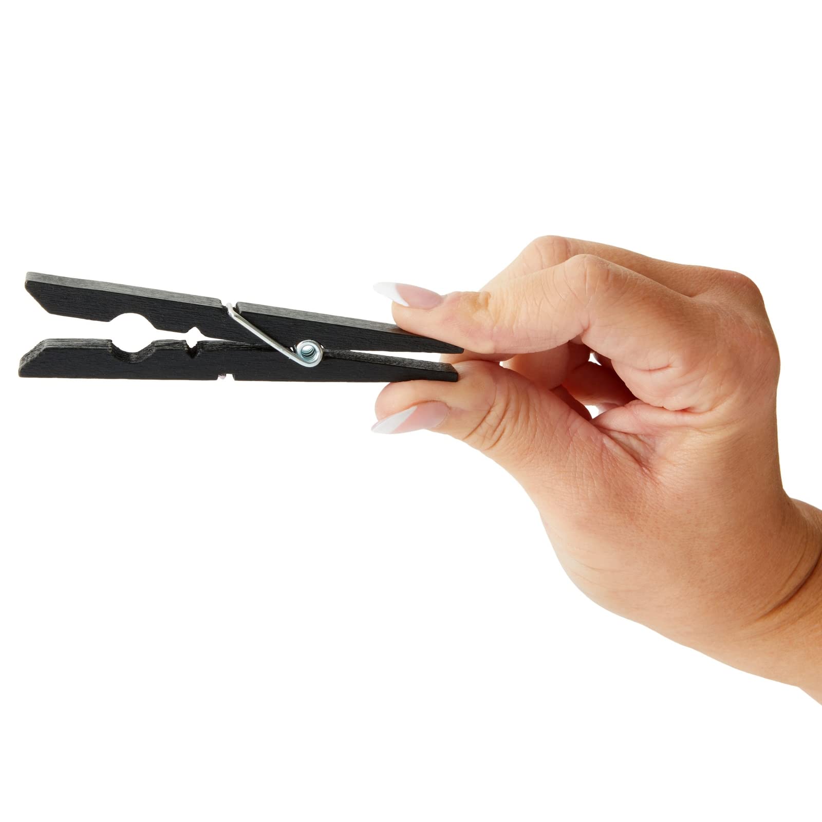 Juvale Confezione da 100 mollette in legno per appendere biancheria, artigianato, foto, colore nero, 10,2 cm