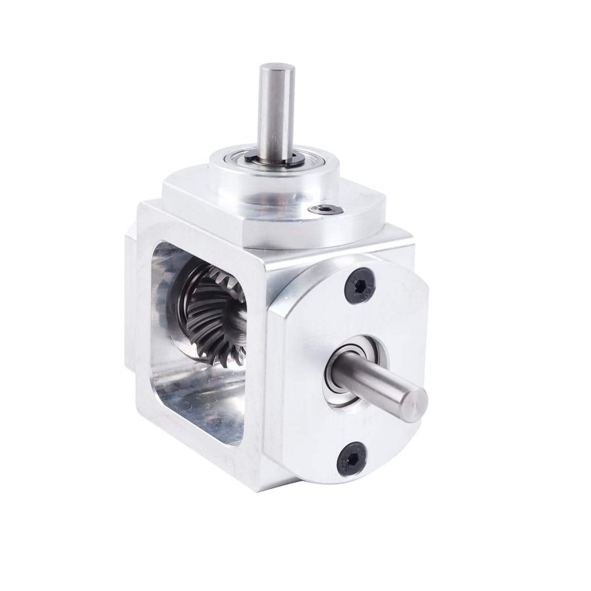 Qury Rechtwinkliges Getriebe, 1: 1 Vordere Doppelabtriebswelle, Aluminiumrahmen Einfaches Mechanisches DIY-Modul Mit 6mm Welle