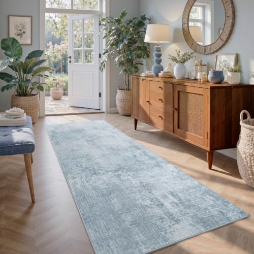 Cuzwlovita 2x6 Ft Abstract Washable Runner Area Rugs for Hallway Blue