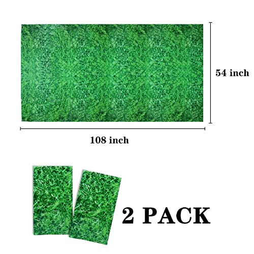 Green Grass Tablecloth 2 Pack Summer Jungle Safari Wild One Birthday Plastic Table Cloth For Rectangle Tables Grass Field Print Table Covers For Soccer Sports Themed Birthday Party Supplies 54 X 108’ #TOP5