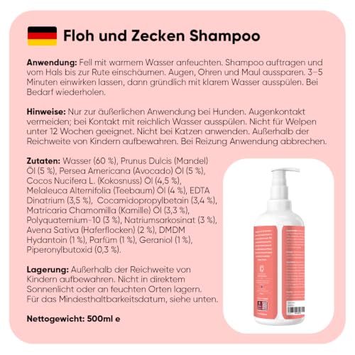 Animigo Floh- & Zecken-Shampoo für Hunde – Reinigendes Hundeshampoo – 500ml