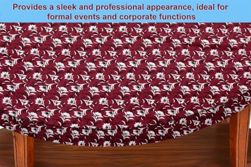 Image of The Furnishing Tree Elastic Oval Center Table Cover WxL 14x24 in Inches Polyester Floral Pattern Dark Brown