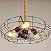 Produktbild BJClight Classic Industrial Black Metal Hängelüfter 3 Licht Hanfseil Pendelleuchte LOFT Deckenleuchte Kronleuchter Schmiedelampenschirme 3 Köpfe E27-3-Licht