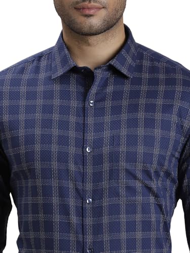 Image of Turtle Men 100% Cotton Slim Fit Blue Formal Shirt