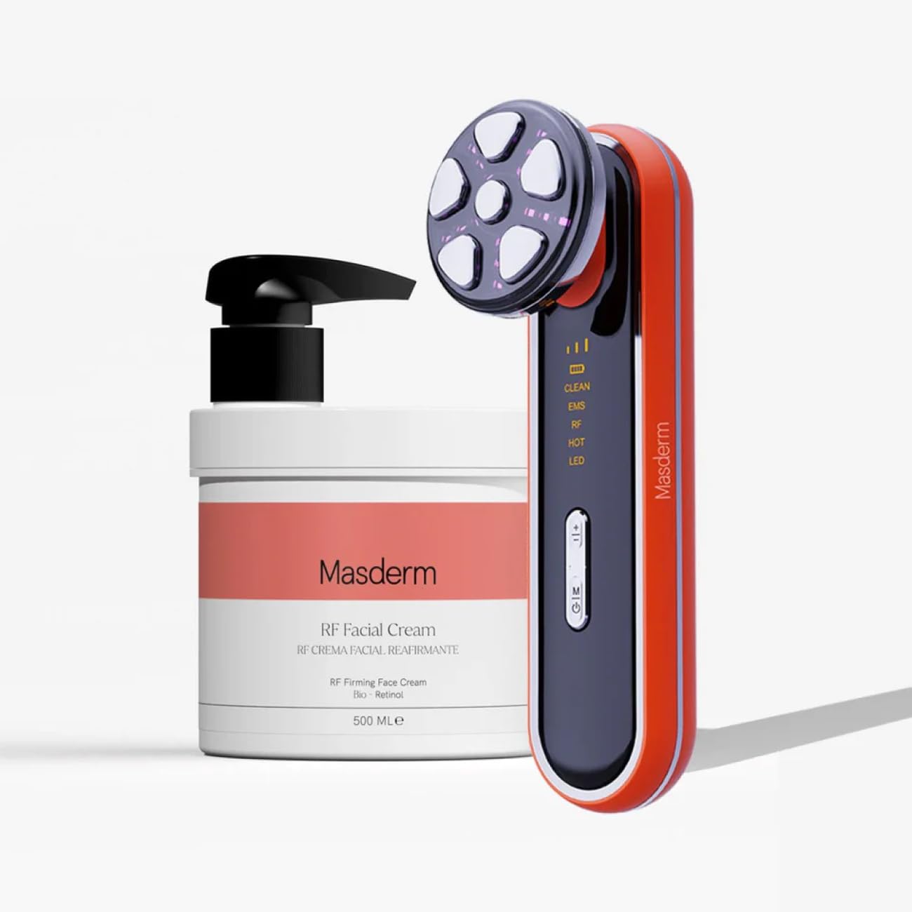 MASDERM | Pack Aparato Radiofrecuencia Facial + Crema Facial Radiofrecuencia 500 ML | Masajeador Facial Electrico | Limpieza Facial | Radiofrecuencia Facial y Corporal | Profesional | Máquina HIFU