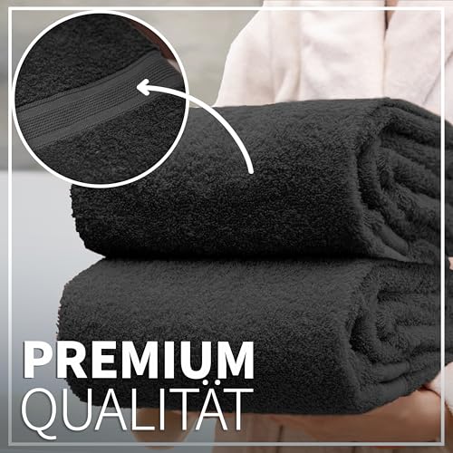 NatureMark 2er Pack DUSCHTÜCHER Premium Qualität 70x140cm DUSCHTUCH Dusch-Handtuch Doppelpack Farbe: Schwarz