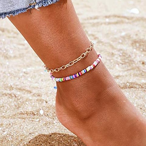 YERTTER Boho Anklet Beads Ankle Bracelets Beach Anklet Adjustable for Women and Girls Cover
