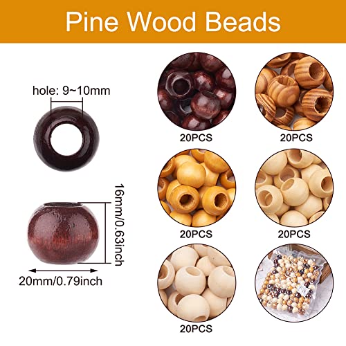 Craftdady 100Pcs Wooden Beads Rondelle Round 19mm 5 Colour Dreadlock Hair Braid Beads Large Hole European Spacer for Macramé Craft Jewellery Making Hole: 9mm - Image 3