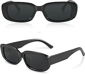 Óculos De Sol Unissex Tendência Retrô Vintage Retangular Preto Blogueira Moda