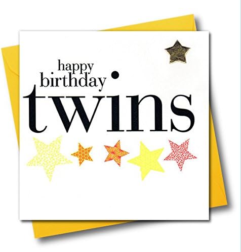 Happy Birthday Twins Card, Embellished with a shiny padded star