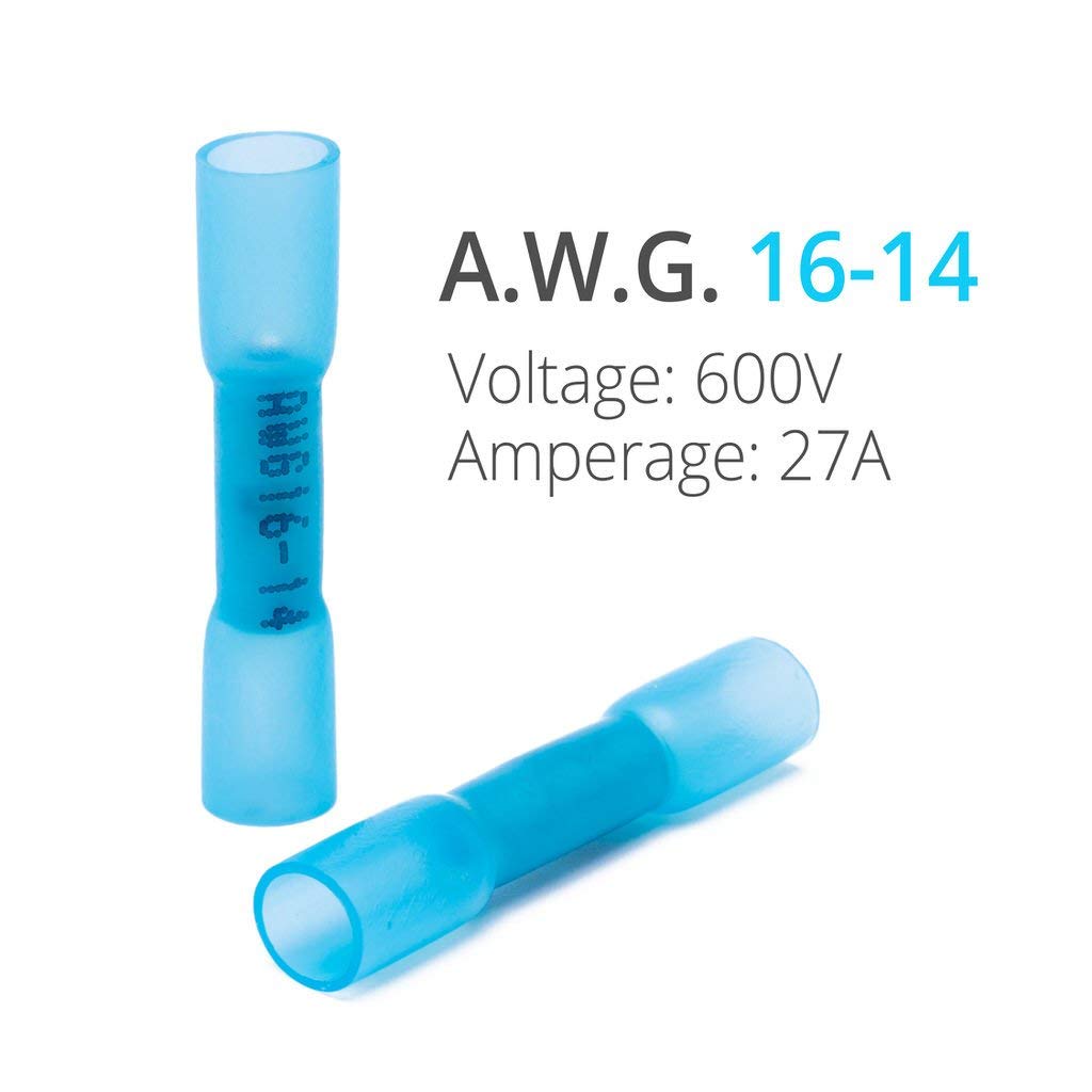 Wirefy 150 PCS Heat Shrink Butt Connectors Blue 16-14 AWG, Marine Grade Butt Connectors, Wire Butt Splice Connectors - Image 3