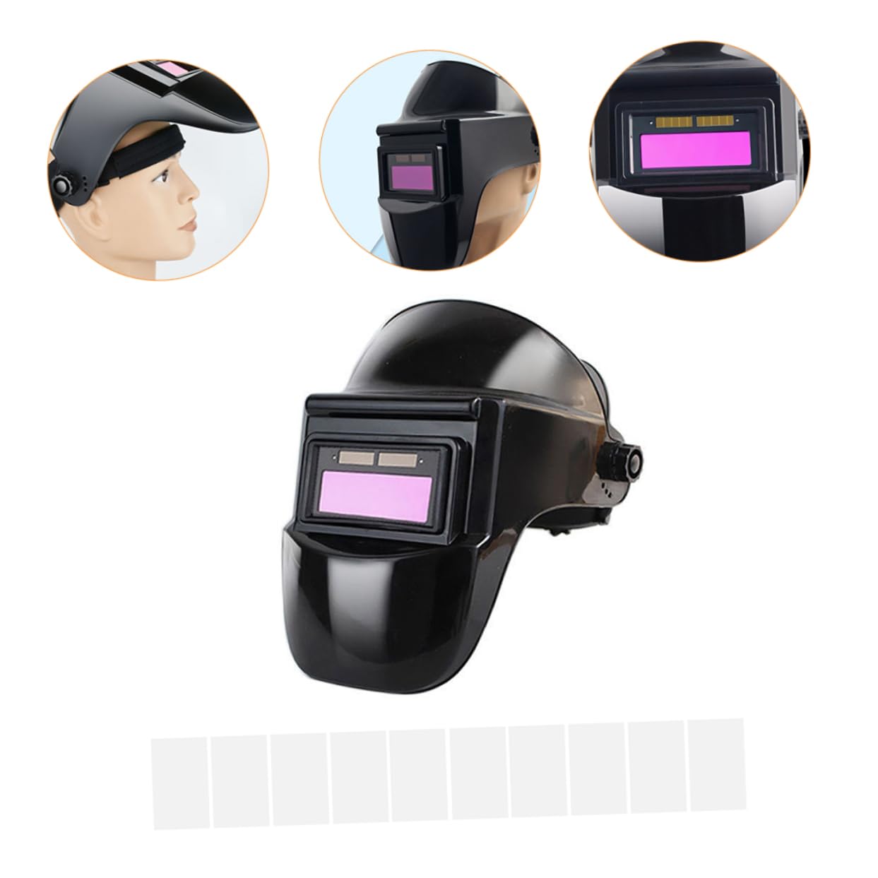 VILLCASE 2 Juegos Copas de soldadura optoelectrónica casco con oscurecimiento automático escudo de soldadura gafas de soldador gafas de soldadura de oscurecimiento automático Negro