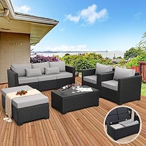 Rattanerpatiowickerfurnitureset6piecesoutdoorhdpewickerconversationcouchsectionalchairsofasetwithgreycushions Urban Country Home Decor Rattaner patio wicker furniture set 6 pieces outdoor hdpe wicker conversation couch sectional chair sofa set with grey cushions urban country home decor