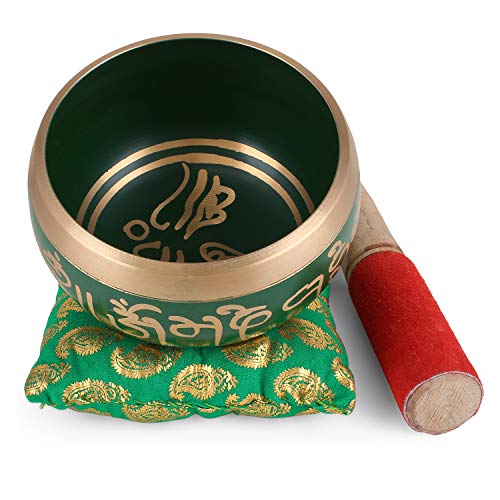 Zap Impex ® tibetansk meditation om mani ljudkalk/kudde/mallet'4 tum grön