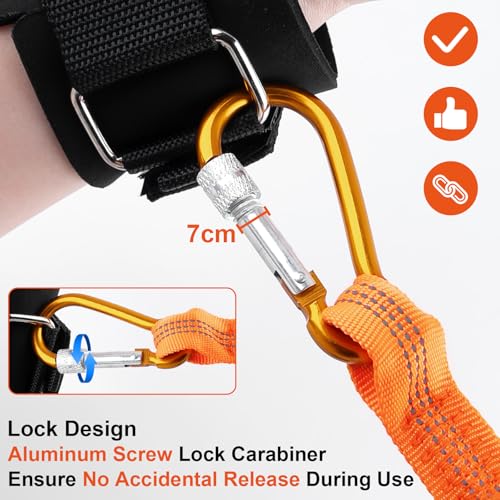 2 Packs Tool Lanyards Safety Lanyard Coiled Tools Leash Tether Heavy Duty with Aluminum Screw Lock Carabiner Clip Load Capacity 33lbs(15kg) for Pruning Shear Drill Hammer Wrench Scaffold