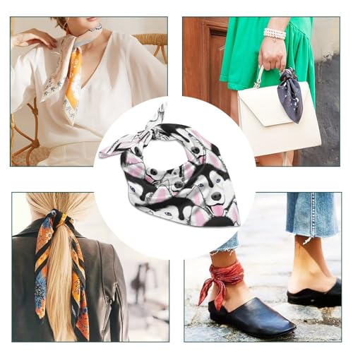 Siberian Husky Dog Funny Square Bandana Fashion Head Scarf For Women's Hair Soft Wrap Neck Scarves3