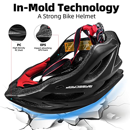 Basecamp Bike Helmet For Men Women With Led Safety Light Removable Sun Visor Portable Backpack Lightweight Bicycle Helmet Adjustable Breathable Mountain & Road Cycling Helmets For Adult (Bc-10) #TOP4