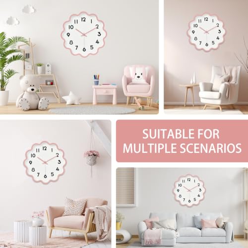 Image of HZDHCLH Wall Clocks Battery Operated 12 Inch Cloud Shaped Wall Clock Silent Non Ticking Modern Decorative Clock with 3D Numbers for Bedroom Living Room Nursery Classroom Pink