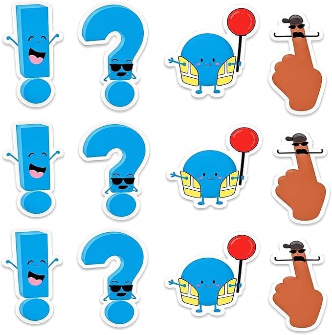 Punctuation Pals Magnetic Whiteboard Accents,Punctuation Pals,4-Piece Writing Manipulatives Set,Grammar Learning Tool for Blackboards, Whiteboards, Refrigerators,for School Use (3 Set)
