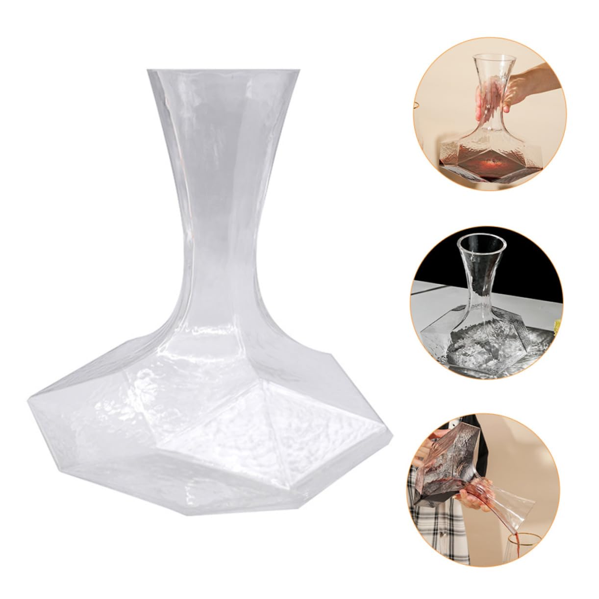 Decanter di Vino Geometrico in Vetro, Bocca Inclinata, Atmosfera Natalizia