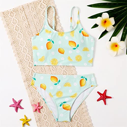 Summer Big Kids Girls Swimwear 2 Piece Swimsuit Kids Lemon Prints Bikini Set Swimwear Little Girls Bathing Suits3