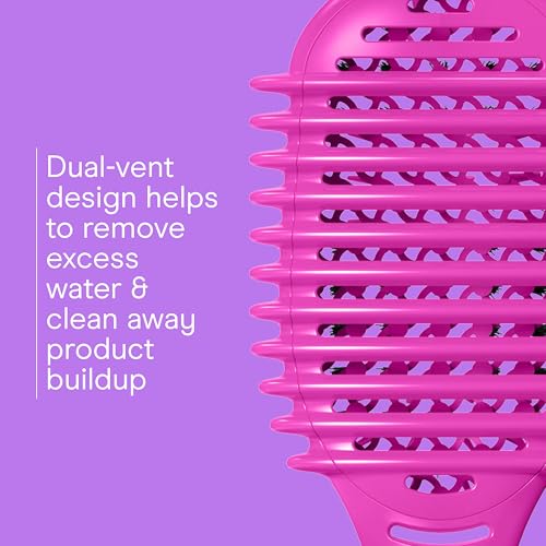 Image of Conair Curl Define Pro Detangler Brush for Curly Hair, Dual-Vent Design with Continuous Grooves, Mixed Bristles for Frizz-Free Detangling, Smoothing, and Curl Definition, Hot Pink