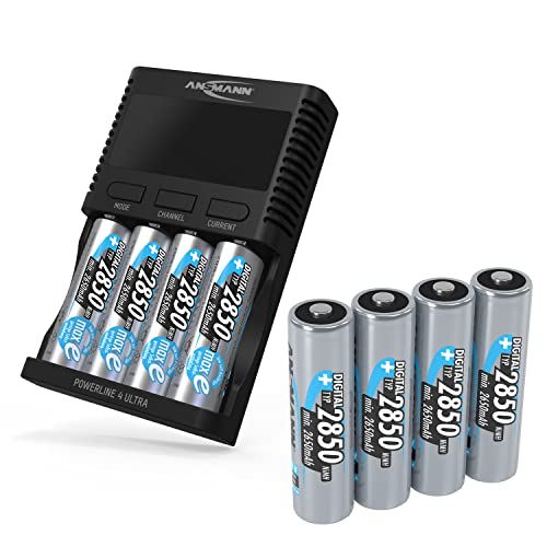 ANSMANN Powerline 4 Chargeur de Batterie pour accus AA/AAA/C/D NiMH & Piles Rondes Li-ION 18650/26650 Chargeur de Batterie avec 4 programmes de Charge, y...