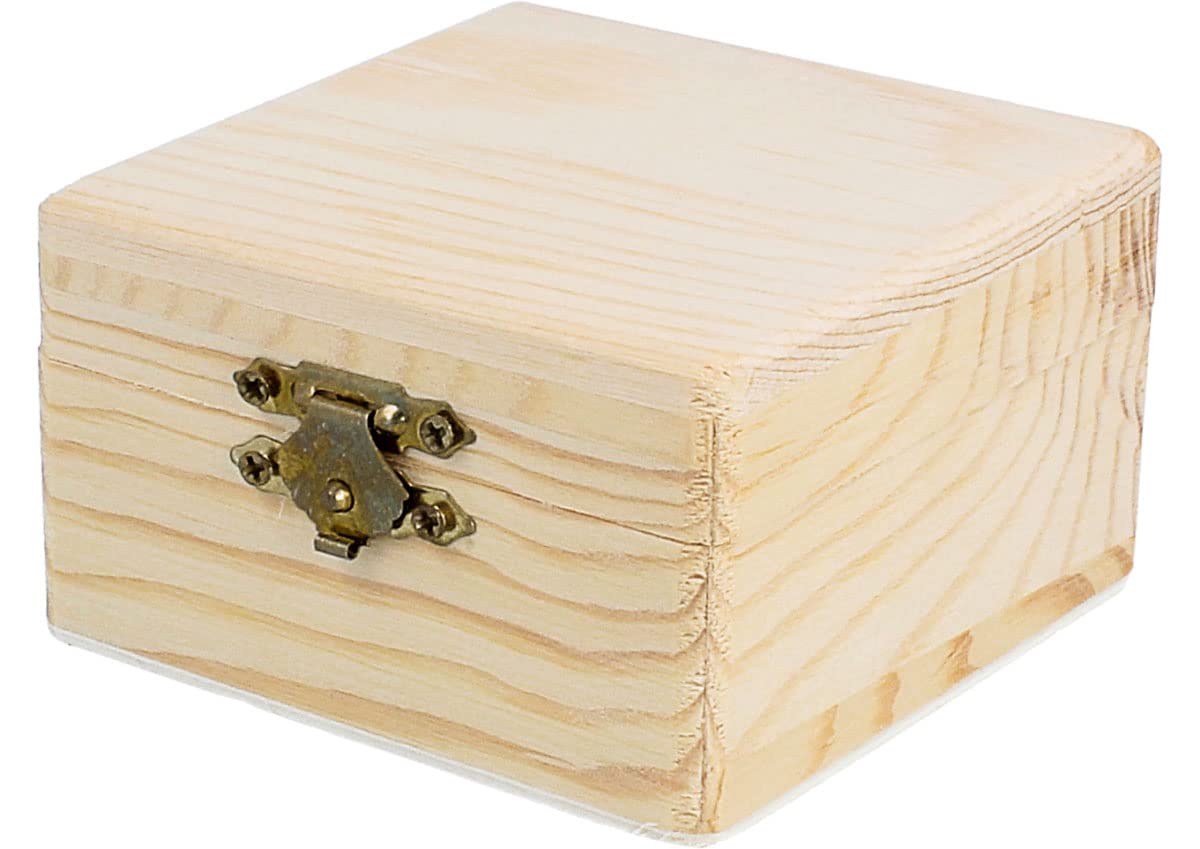 INNSPIRO Square solid pine wood box 8.5x8.5x5 cm.