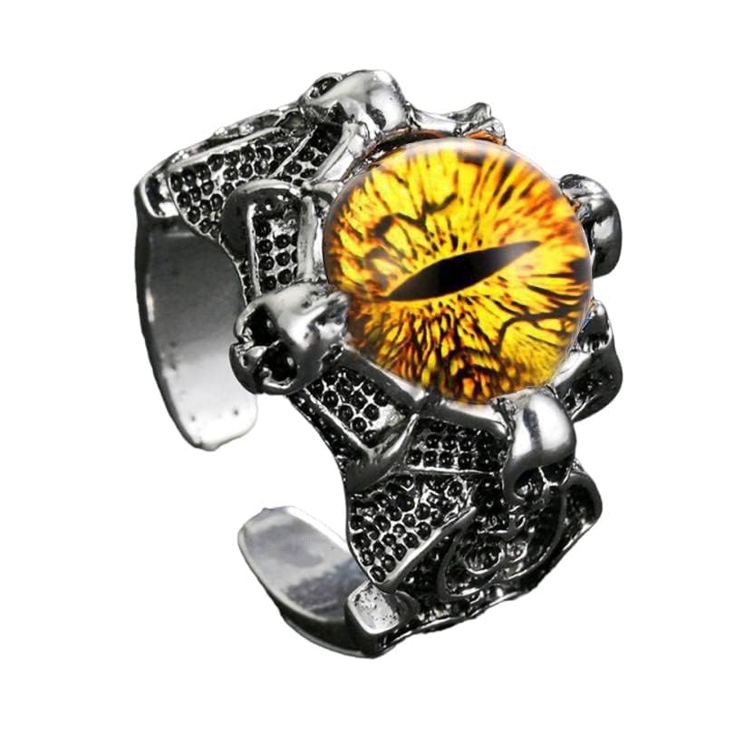 De-Ultimate Unisex Stainless Steel Adjustable/Openable Funky Yellow Crystal Glasses 3d Devil/Dragon Demons Evil Eye Thumb Finger Ring (Free Size)-picture-14