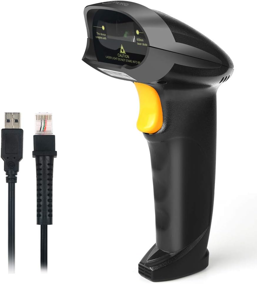 Handheld USB Barcode Scanner Wired Automatic 1D Bar Code Reader for Supermarket, Convenience Store, Warehouse : Office Products